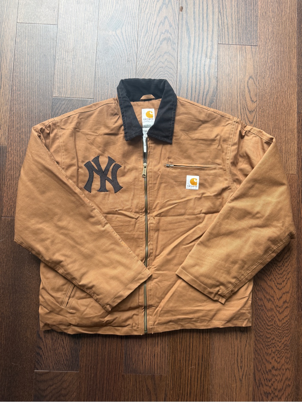 Reworked Carhartt Brown Workwear Zip Jacket With Black Collar Nwt
